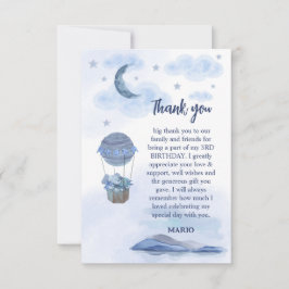 Cartão De Agradecimento Aniversário fofo do balão azul