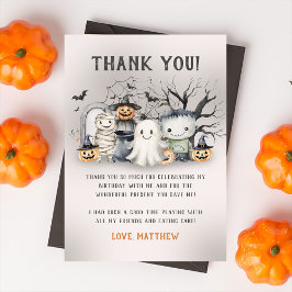 Cartão De Agradecimento Aniversário infantil de Halloween Espetacular