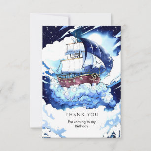 Cartão De Agradecimento Aniversário Infantil do Pirata do Mar Mágico