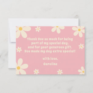 Cartão De Agradecimento Aniversário infantil floral Retro Daisy