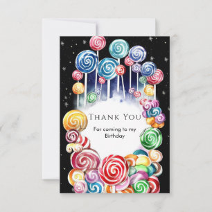 Cartão De Agradecimento Aniversário Mágico do Candyland de Pastel