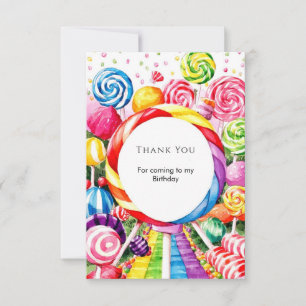 Cartão De Agradecimento Aniversário Mágico do Candyland de Pastel