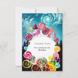 Cartão De Agradecimento Aniversário Mágico e Espelhante do Candyland