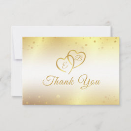 Cartão De Agradecimento Aniversário Monograma Coração de Ouro Anos Para Se