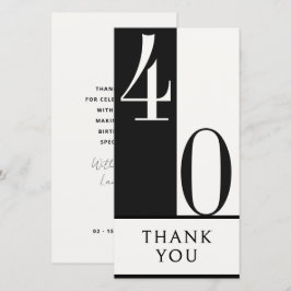 Cartão De Agradecimento Aniversário Personalizado Preto e Branco Minimalis