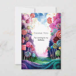 Cartão De Agradecimento Aniversário Personalizado Sonho Doce Candyland