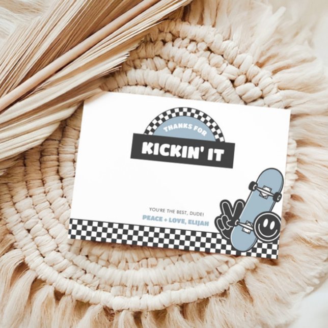 Cartão De Agradecimento Aniversário Radical de Skate de Xadrez de Meninos (Criador carregado)