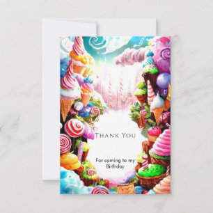 Cartão De Agradecimento Aniversário Sonho em Aquarela Candyland