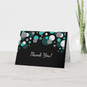 Cartão De Agradecimento Aniversário Teal Silver Obrigado Nota