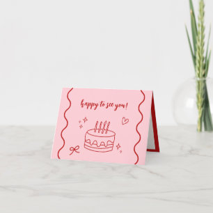 Cartão De Agradecimento Aniversário Vermelho e Rosa