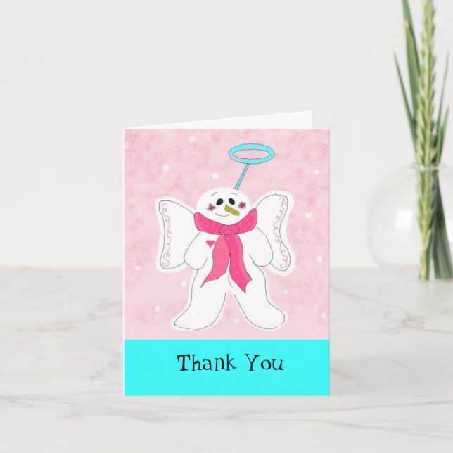 Cartão De Agradecimento Anjo da Neve Obrigado (Frente)