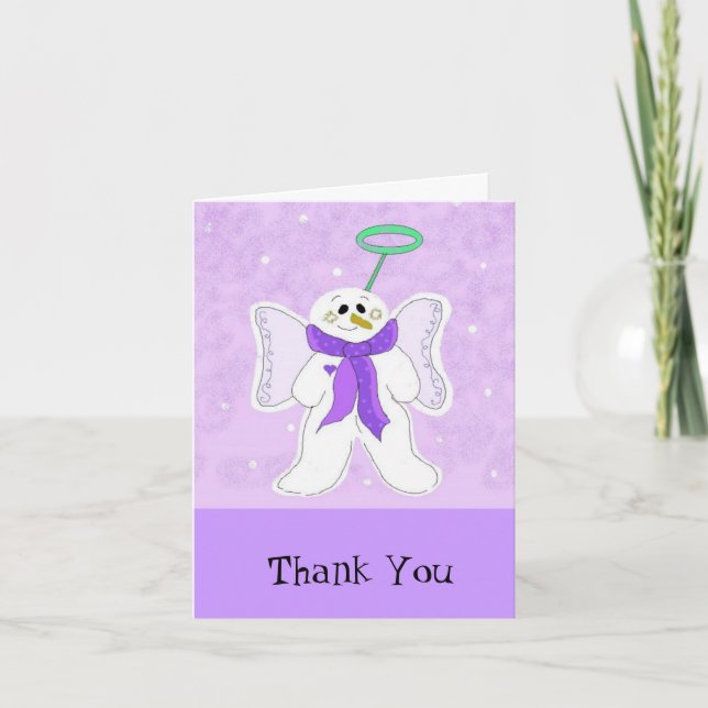 Cartão De Agradecimento Anjo de Neve Obrigado (Frente)