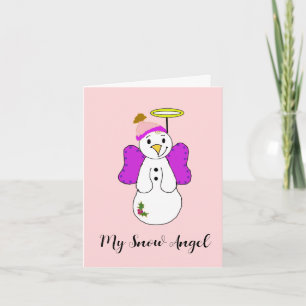 Cartão De Agradecimento Anjo Neve Puro e Rosa Obrigado