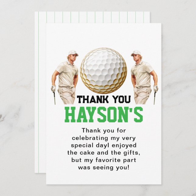 Cartão De Agradecimento Ano Baixo, Golfe Ligado! Aniversário de 1 ano (Frente/Verso)