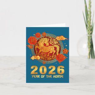 Cartão De Agradecimento Ano Novo Chinês 2026 Ano do Cavalo Feliz Luna
