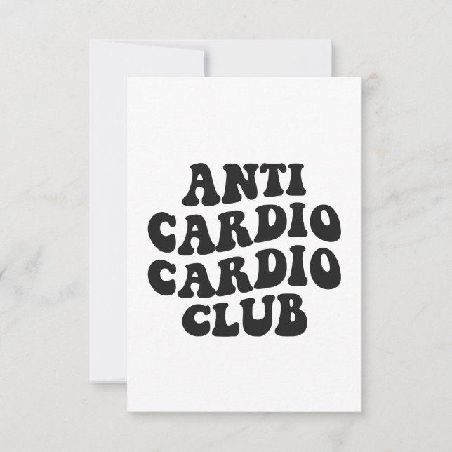 Cartão De Agradecimento Anti Cardio Club Funny Gym Malhação Gift (Frente)
