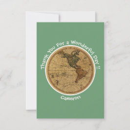 Cartão De Agradecimento Antiguamente 1786 Partido Tema do Mapa do Hemisfér