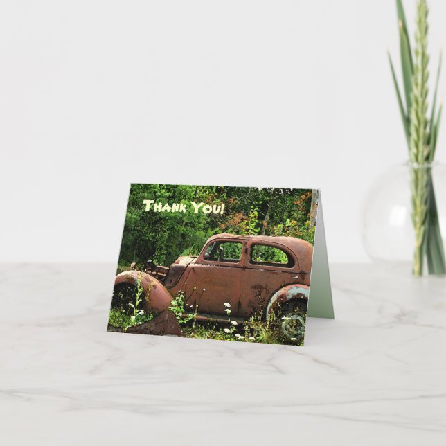 Cartão De Agradecimento Antique Car Thank You Card (Frente)