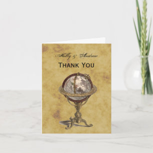 Cartão De Agradecimento Antique Globe, Distressed BG Thank You