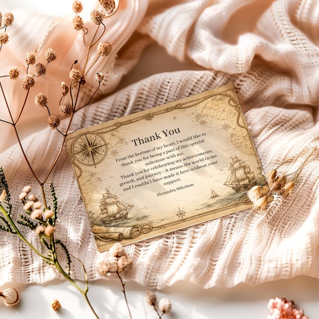 Cartão De Agradecimento Antique Nautical Map Birthday (Criador carregado)