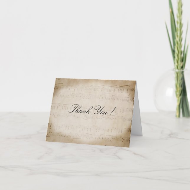 Cartão De Agradecimento Antique Sheet Music Thank You Card (Frente)