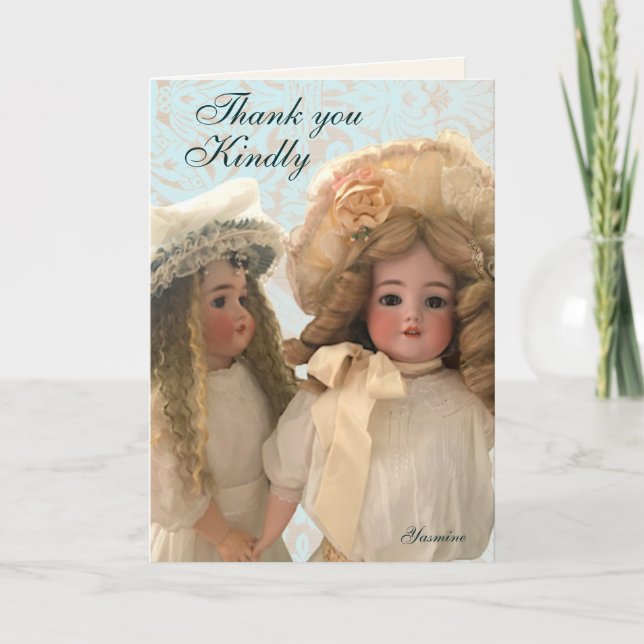 Cartão De Agradecimento Antique Victorian Dolls Thank You Card (Frente)