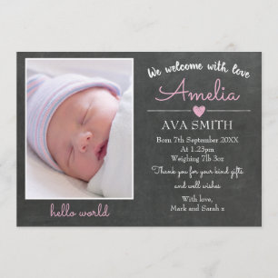 Cartão De Agradecimento Anúncio/cartões de agradecimentos da nova menina