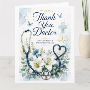 Cartão de Agradecimento ao Médico Elegante