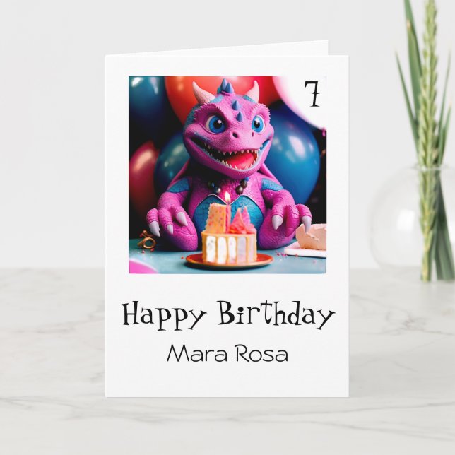 Cartão De Agradecimento *~* AP88 AGE Baby Dragon Cake Birthday Card (Frente)