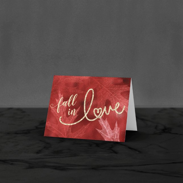 Cartão De Agradecimento Apaixonado pelo outono | Foto de Casamento de Folh (Criador carregado)