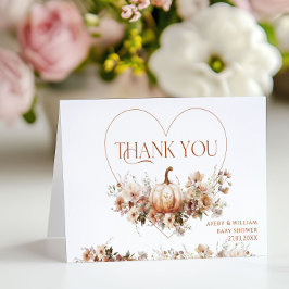 Cartão De Agradecimento Apaixonado Pumpkin Chá de fraldas de flor selvagem