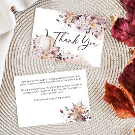 Cartão De Agradecimento Apaixonem-se chá de fraldas boho-abóbora obrigado 