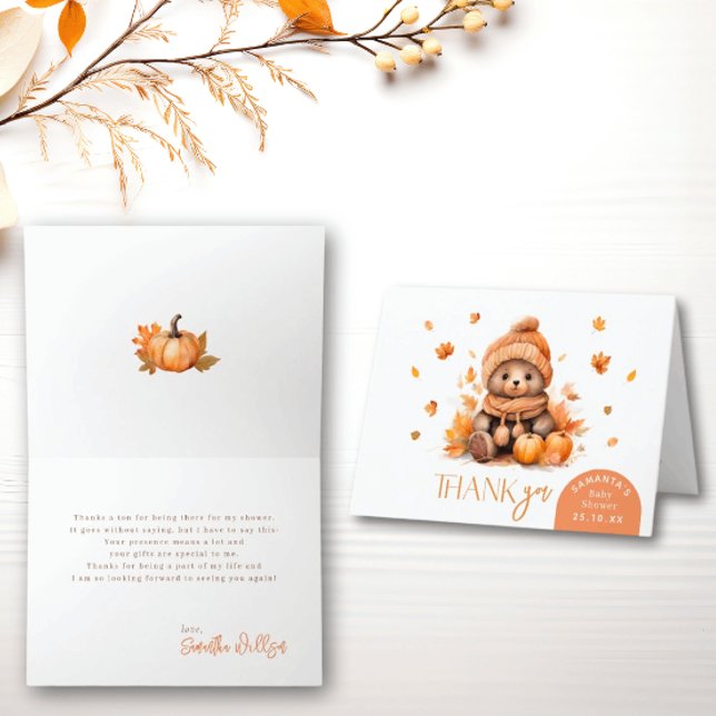 Cartão De Agradecimento Apaixonem Um Urso De Teddy Dobrado Obrigado (Criador carregado)