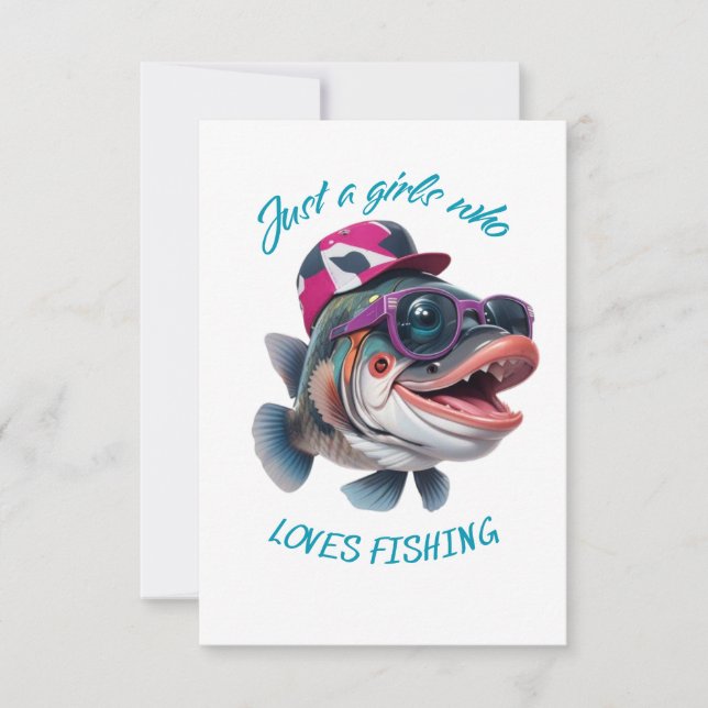 Cartão De Agradecimento apenas uma garota que adora pescar (Frente)