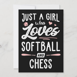 Cartão De Agradecimento Apenas Uma Menina Que Ama Softball E Xadrez.