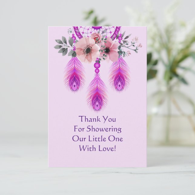 Cartão De Agradecimento Apoio de Sonho Roxo Com Flor (Em pé/Frente)