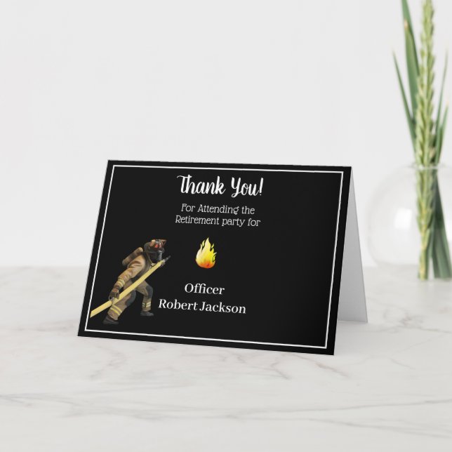 Cartão De Agradecimento Aposentação de Bombeiros Pretos e Amarelos Obrigad (Frente)