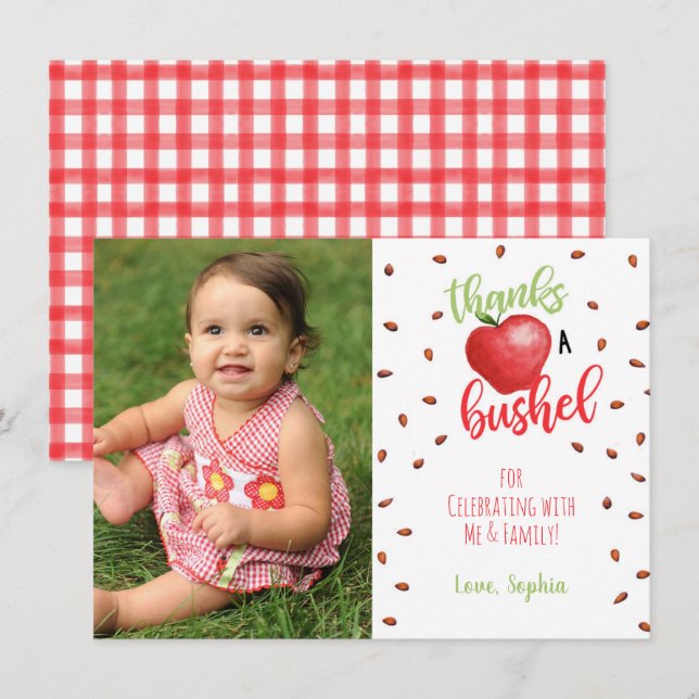 Cartão de agradecimento Apple com foto (Frente/Verso)