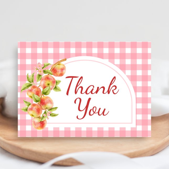 Cartão De Agradecimento Apple of Our Eye Gingham Baby Shower (Apple Baby Shower Thank you Card)