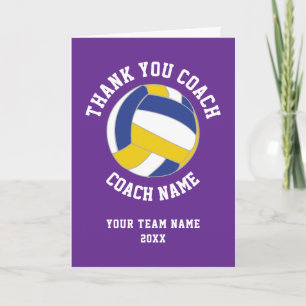 Cartão De Agradecimento Apreciação ao Treinador de Voleibol Roxo