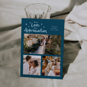 Cartão De Agradecimento Apreciação de Amor Casamento Multi Foto Azul Turqu