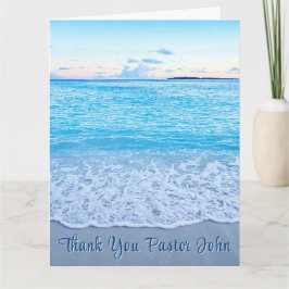 Cartão De Agradecimento Apreciação do Pastor de Praia do Oceano Azul