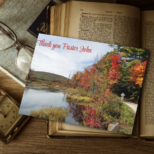 Cartão De Agradecimento Apreciação do Pastor Foliar Rural do Lago Fall Sce