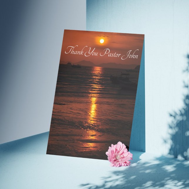 Cartão De Agradecimento Apreciação do Pastor Sunset Ocean (Ocean Sunset Pastor Appreciation Thank You Card)