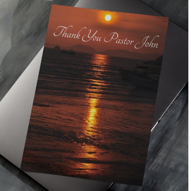 Cartão De Agradecimento Apreciação do Pastor Sunset Ocean (Folded Thank You Pastor Card)