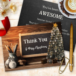 Cartão De Agradecimento Apreciação do Professor de Chalkboard de Natal