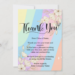 Cartão De Agradecimento Apreciação do Rainbow Pastel Floral Small Business