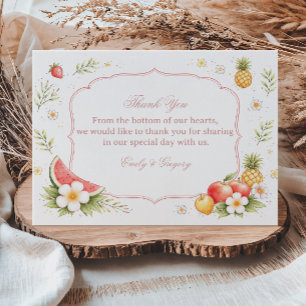 Cartão De Agradecimento Apreciação Floral de Frutas Tropicais