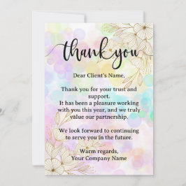 Cartão De Agradecimento Apreciação Floral para Pequenas Empresas do Pastel