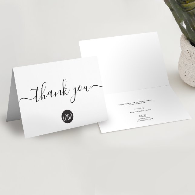 Cartão De Agradecimento Apreciação simples e personalizada do cliente empr (Professional, timeless fresh design. Script thank you business folded card with personal message)